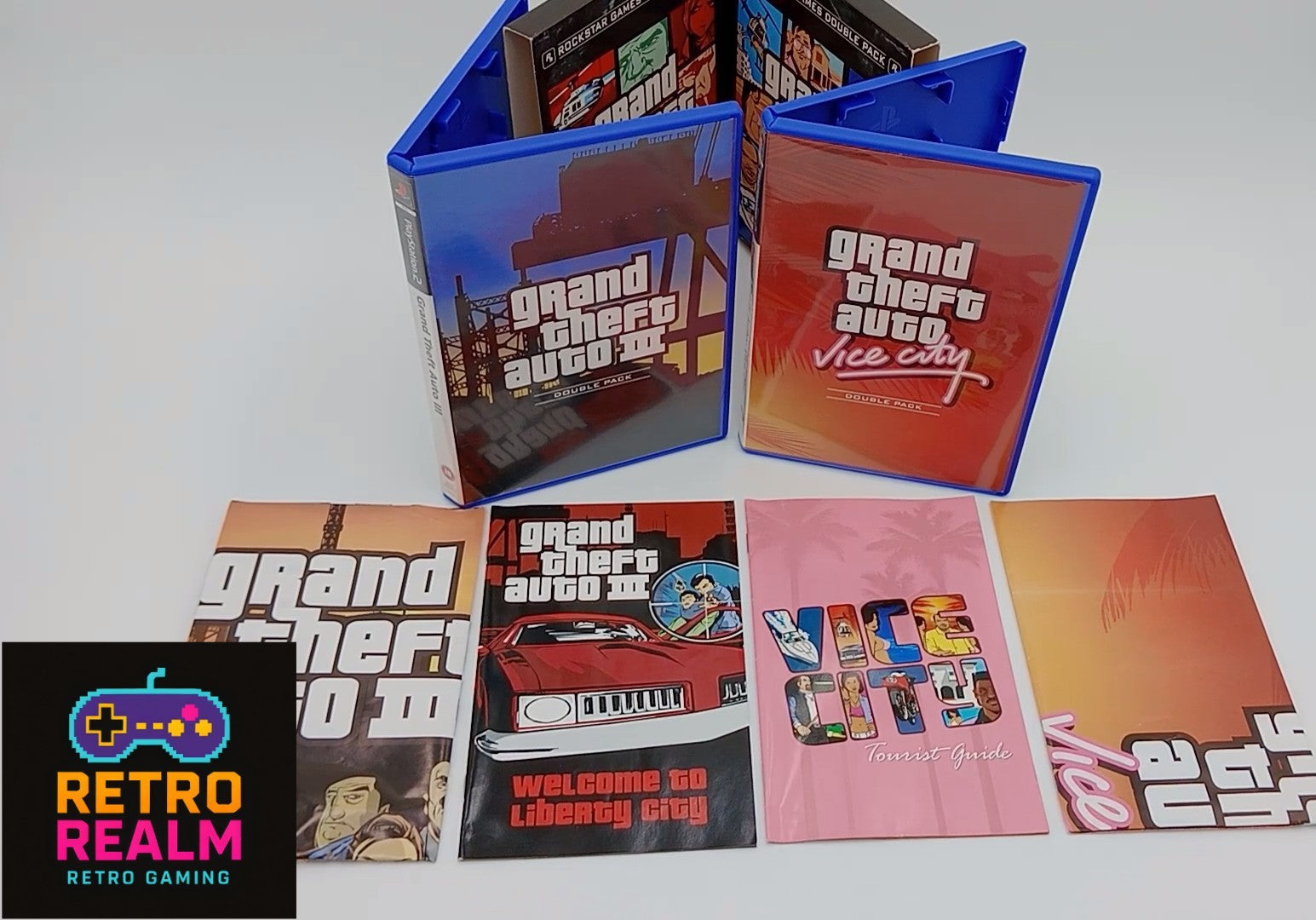 Grand Theft Auto 3 & Vice City Double Pack for PlayStation 2 PAL CID with Sleeve, Manuals & Maps