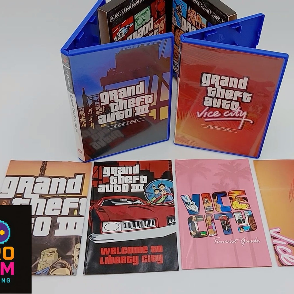 Grand Theft Auto 3 & Vice City Double Pack for PlayStation 2 PAL CID with Sleeve, Manuals & Maps